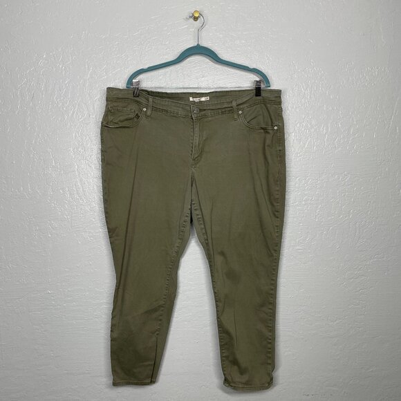 Levi's Denim - Levis Women Plus Size 22W Olive Green 711 Skinny Jeans Ankle Stretch 26" Inseam